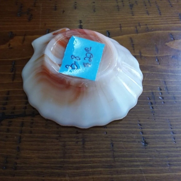 Vintage Akro Agate  Seashell Shape  Dish ￼Brown Ombre Ashtray, Jewelry Holder - Picture 2 of 9